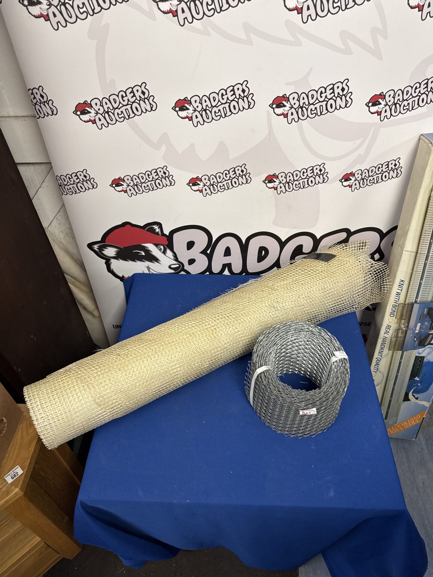1096 New roll of stainless steel mesh with roll of exterior fibreglass mesh