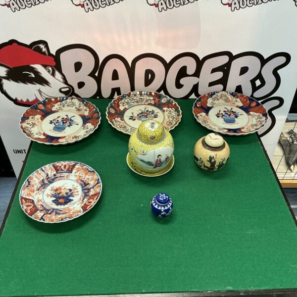 Collection of Antique japanese imari porcelain plates  and Ginger Jars