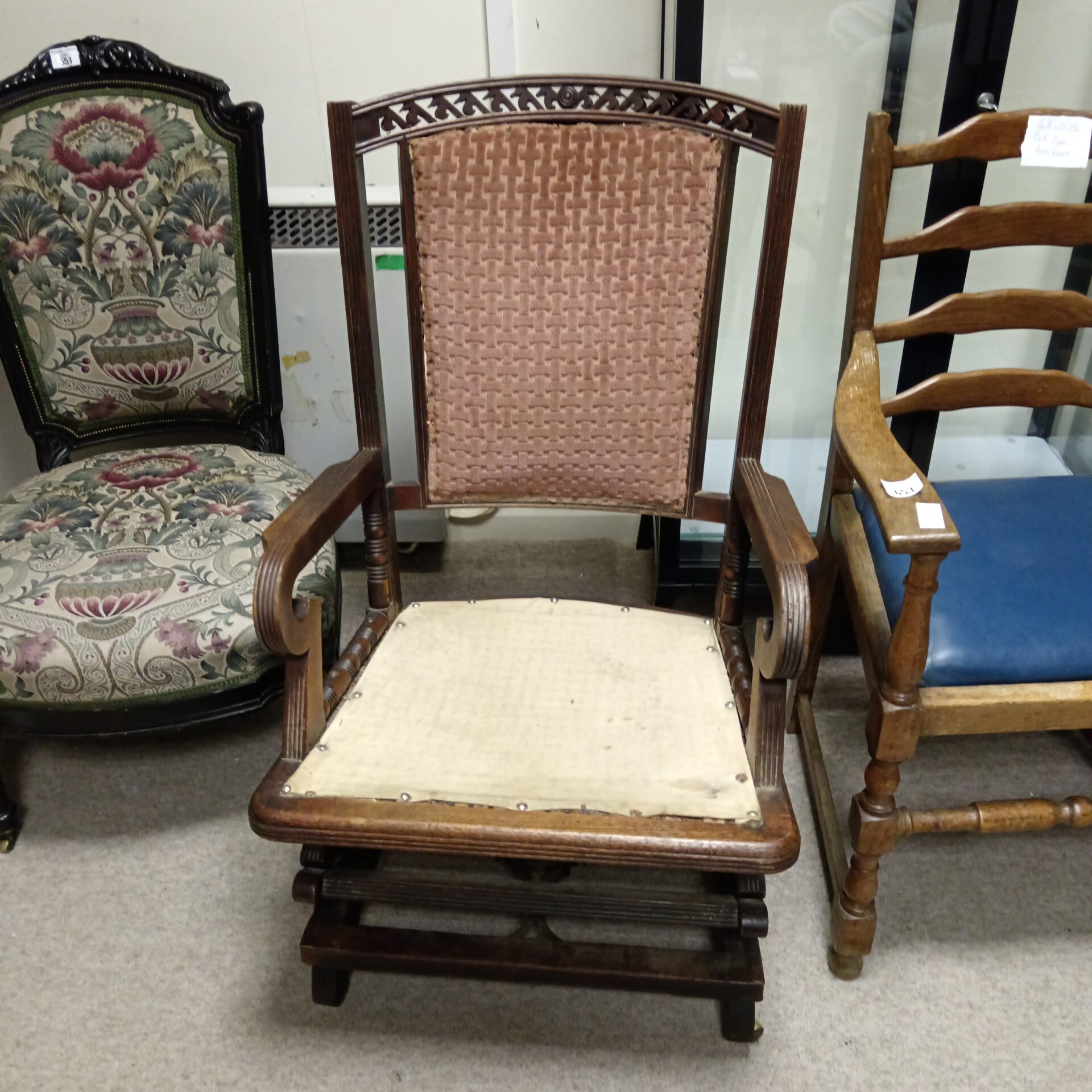 652 Antique James shoobred & co early campaign easy chair