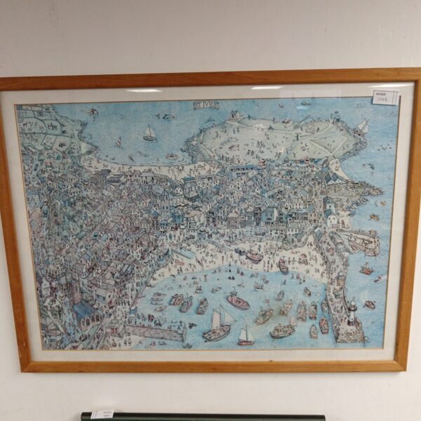 Vintage James Stewart map print of St Ives, Cornwall.