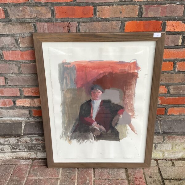 Vintage oil painting of a judge in a courtroom setting.