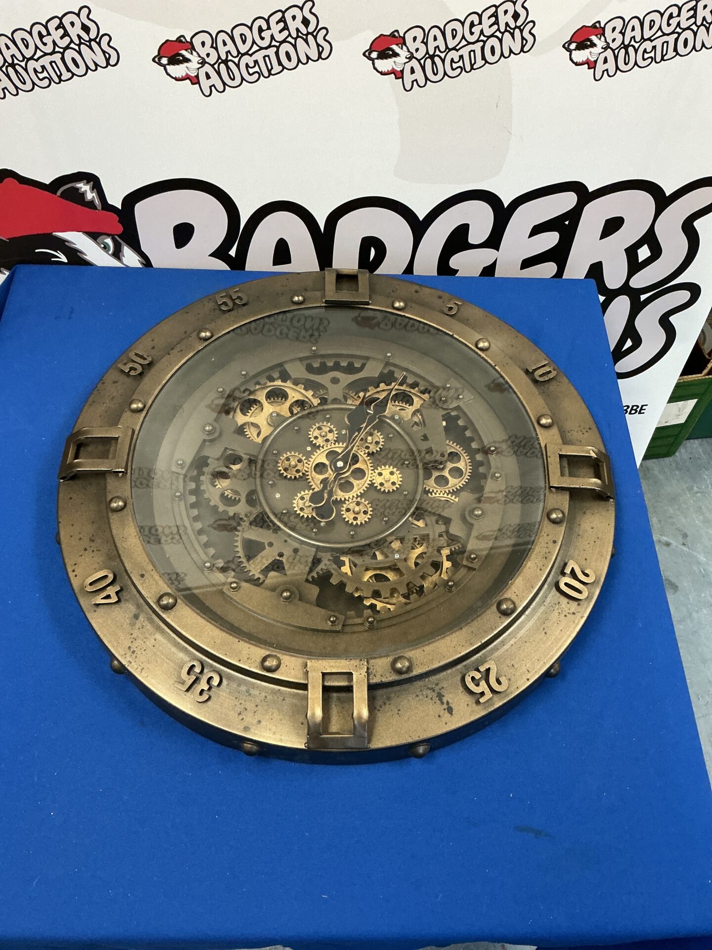 299 Large Exposed Mechanism Steampunk Style Clock in working order