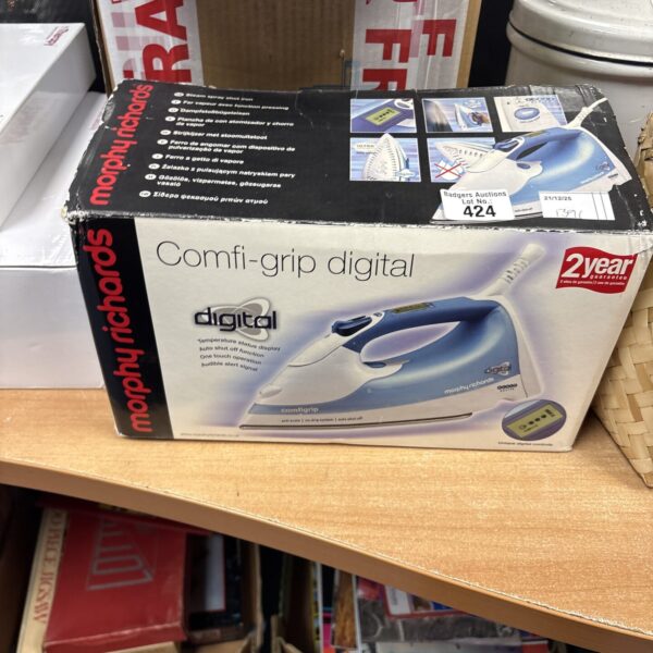 Morphy Richards Comfi Grip Digital Iron, side view.