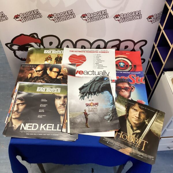 Movie poster bundle featuring Love Actually, The Hobbit, and Shazam.