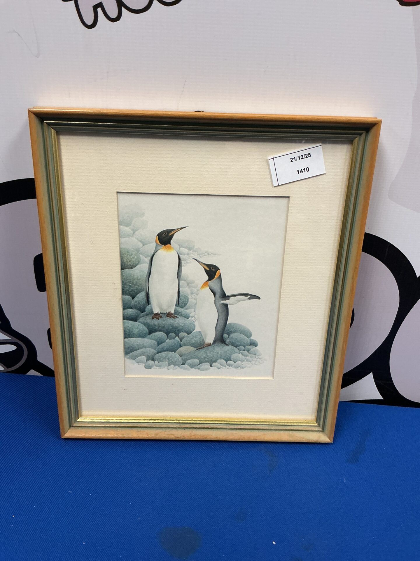 283 Framed water colour of Penguins