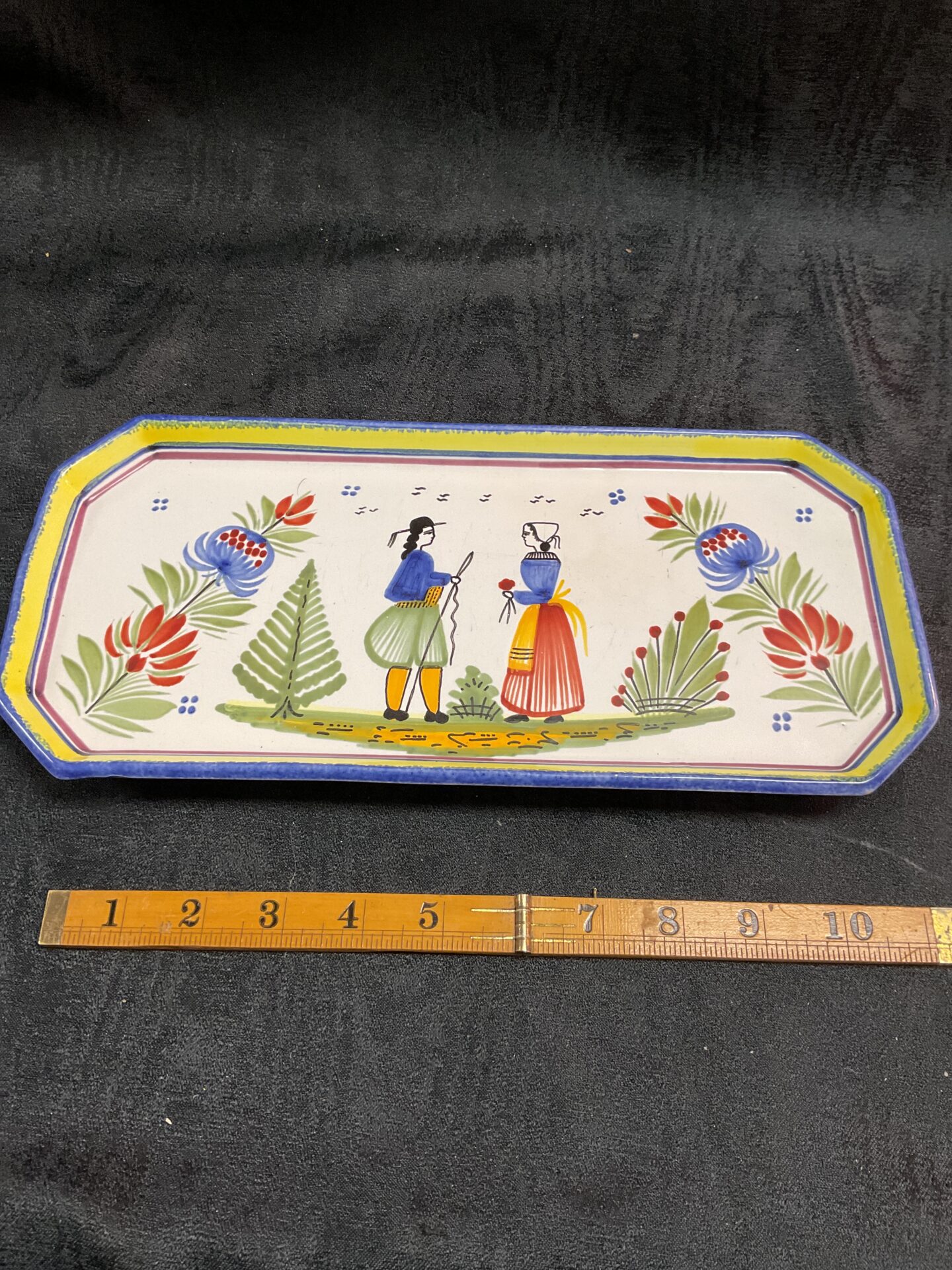 974 French Quimper Pottery sandwich plate