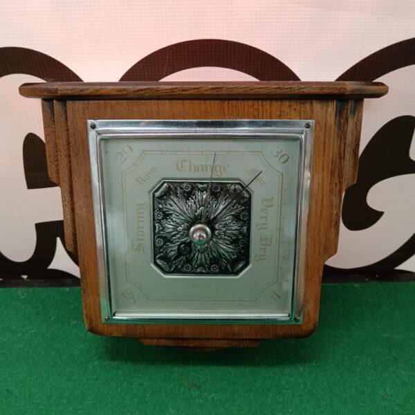 Vintage Smiths art deco wall barometer in wood frame.