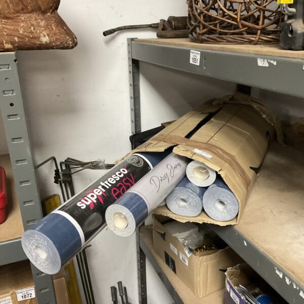 Six rolls of Superfresco and Darcy James blue textured wallpaper.