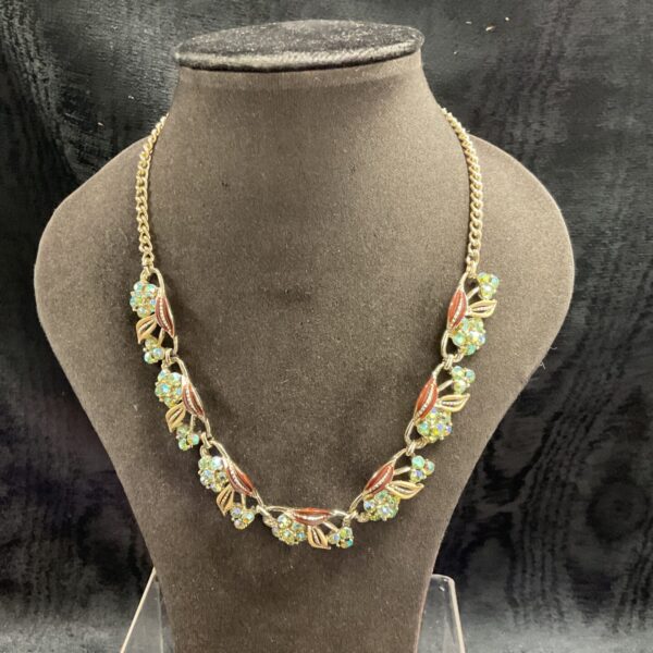 Vintage 1950s crystal choker necklace with faceted glass stones.