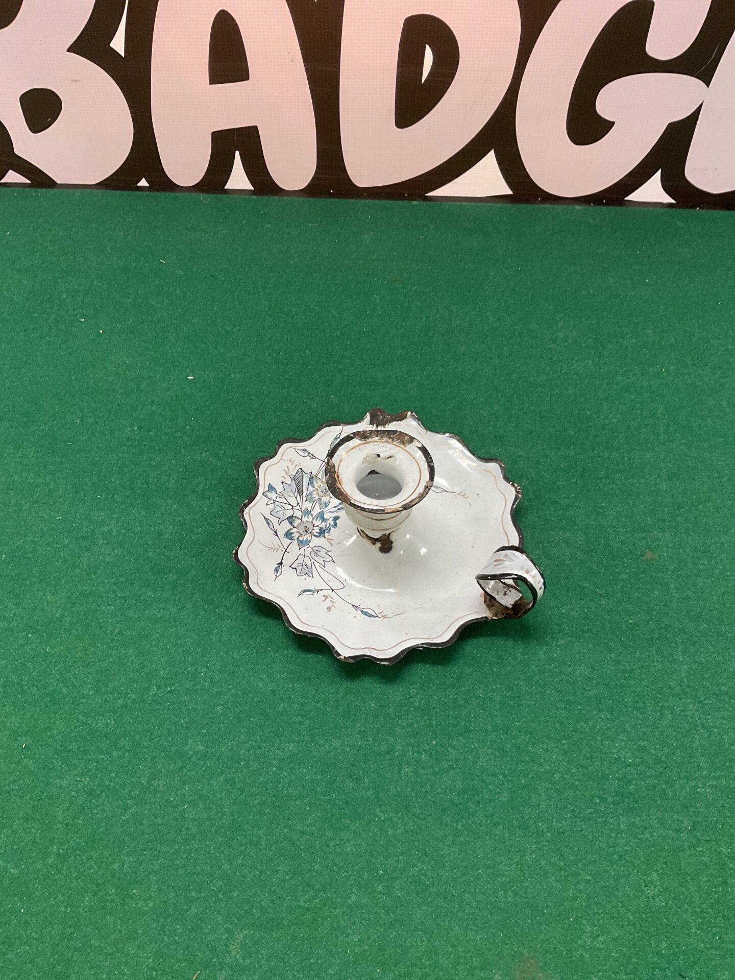 874 Vintage enamel night light candle holder