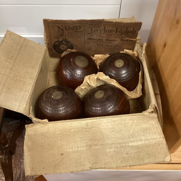 Vintage Imp garden lawn bowls set in original packaging.