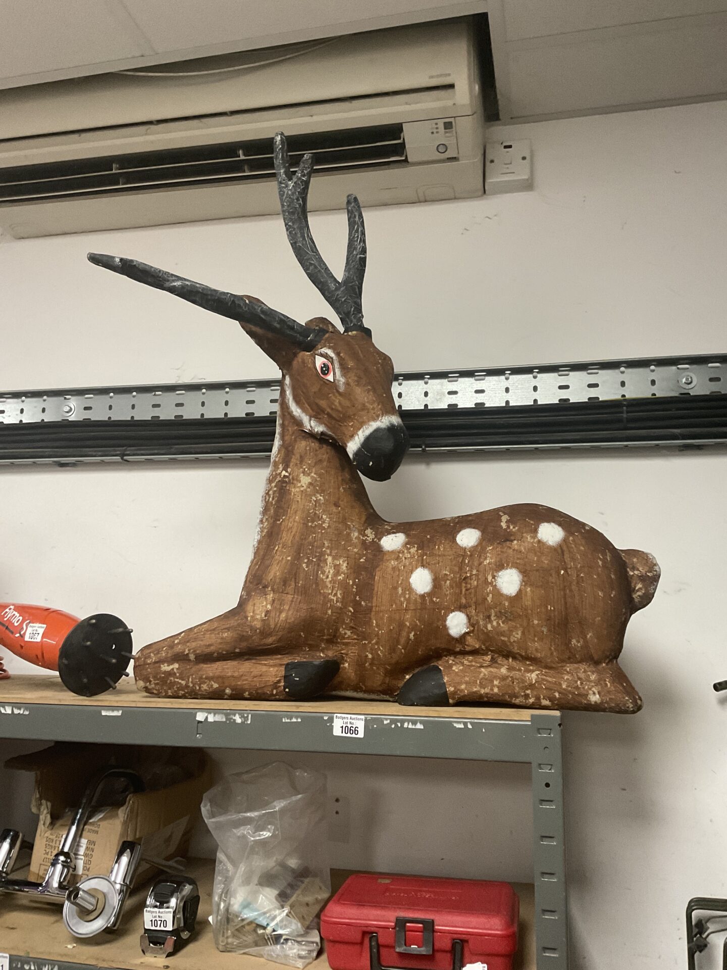 1066 Large paper mache reindeer Xmas decoration