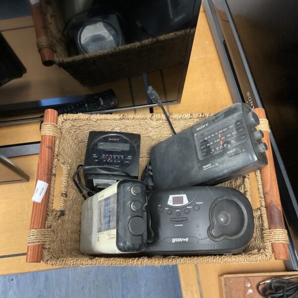 Vintage radio lot featuring Sony and Groove radios.