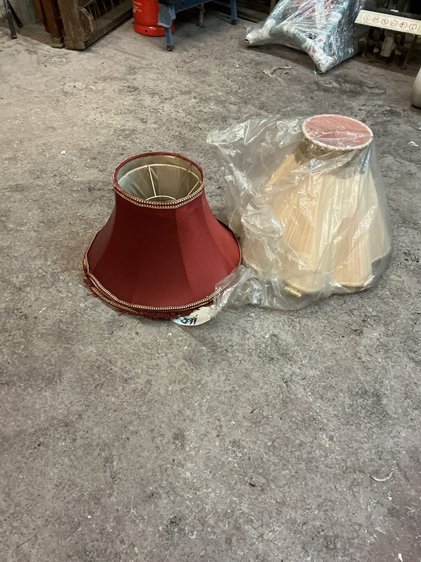1299 Four large vintage lampshades