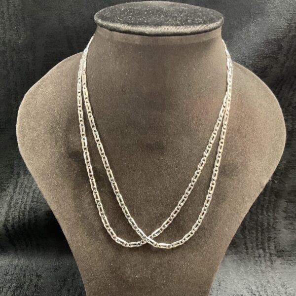Two 925 silver anchor chain necklaces on a dark background.