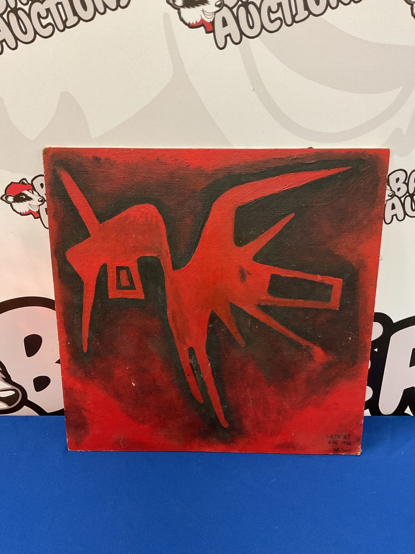 695 D r trent 1966 oil on board abstract artwork