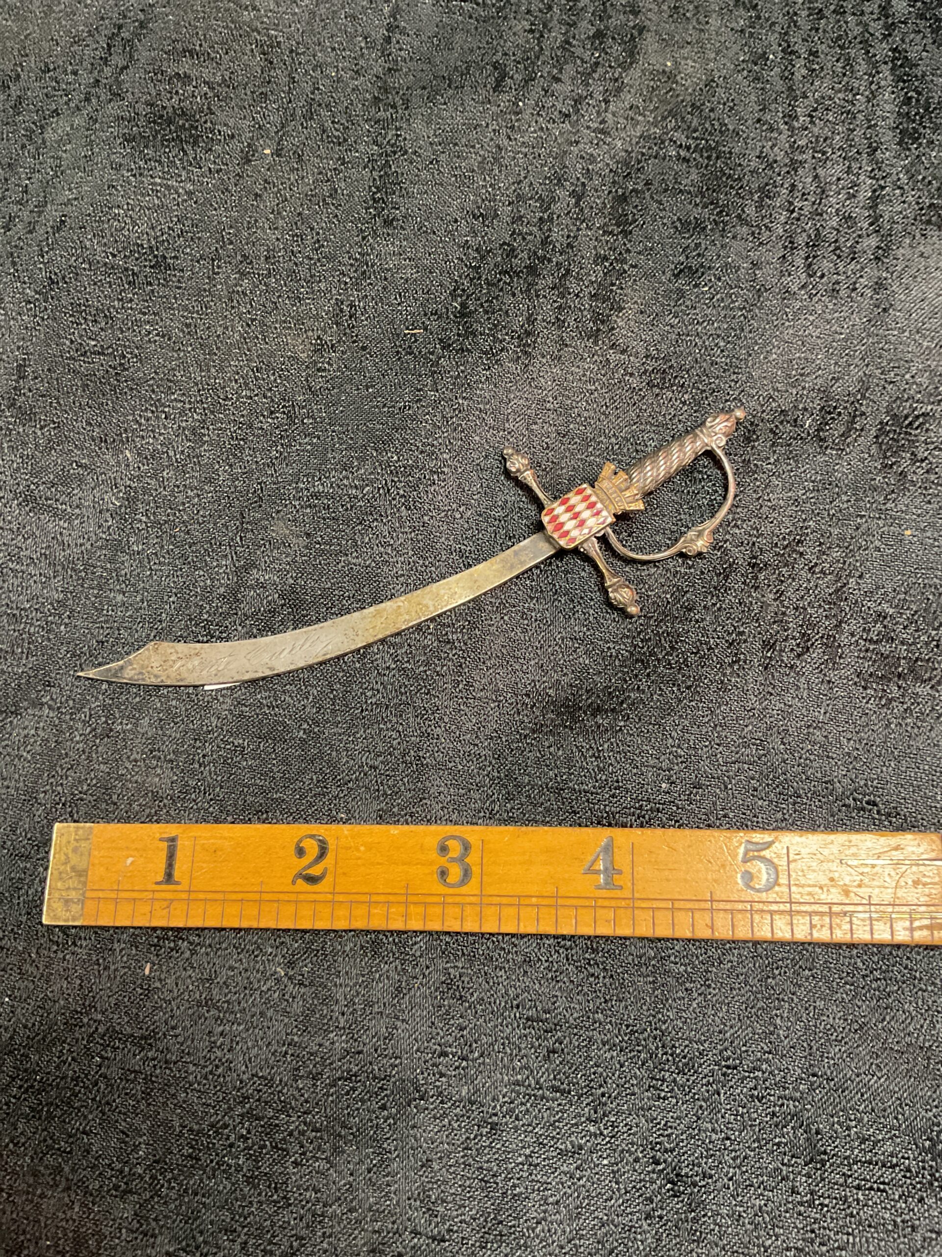 872 Continental silver plate sword paper knife
