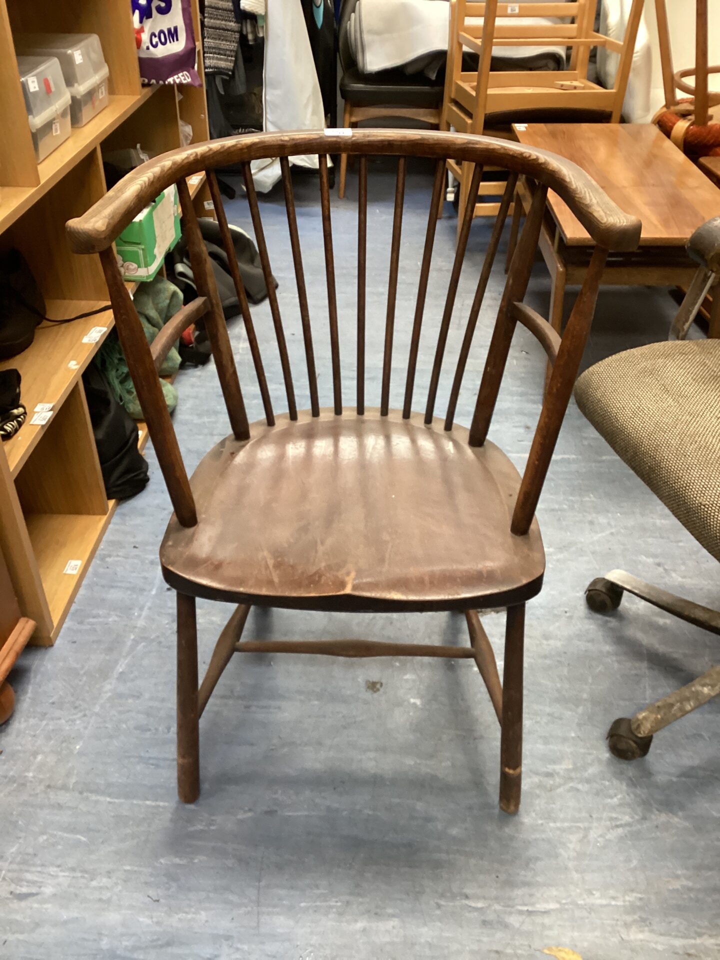 561 Antique stick back reading chair