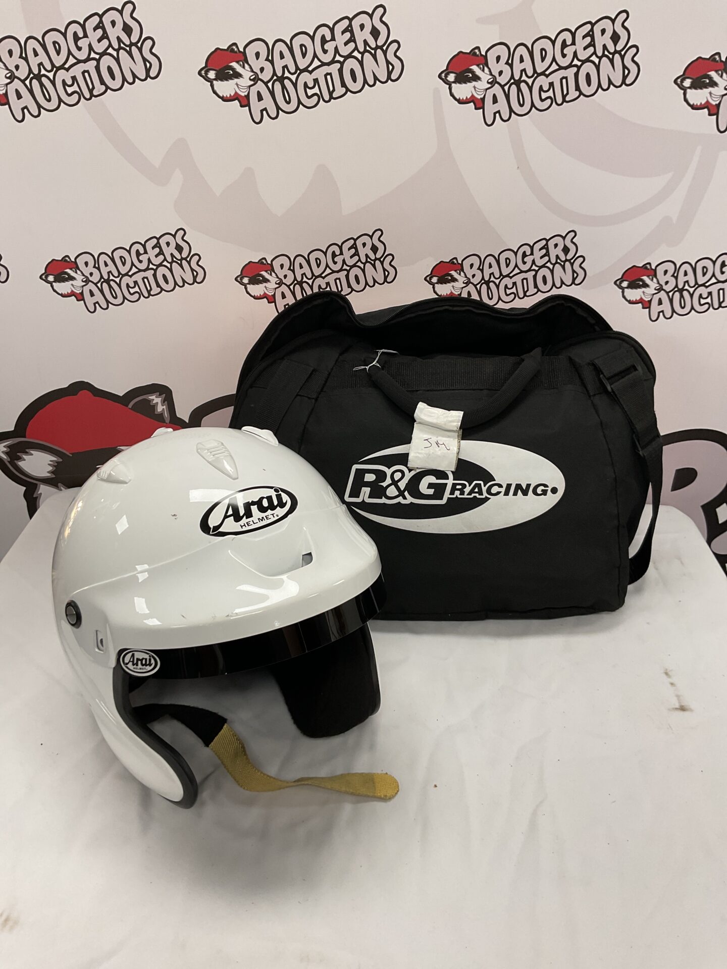 883 Arai Gp-j3 snell sa race helmet size xl with R&G Racing helmet bag worn by james may on grand tour
