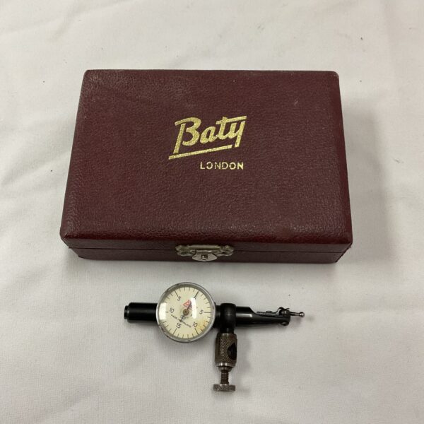 Vintage Baty London dial indicator in original case.