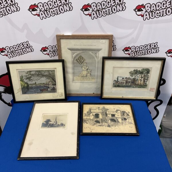 Antique ink drawing of Bedford Prison, a Bedfordshire historical landmark.