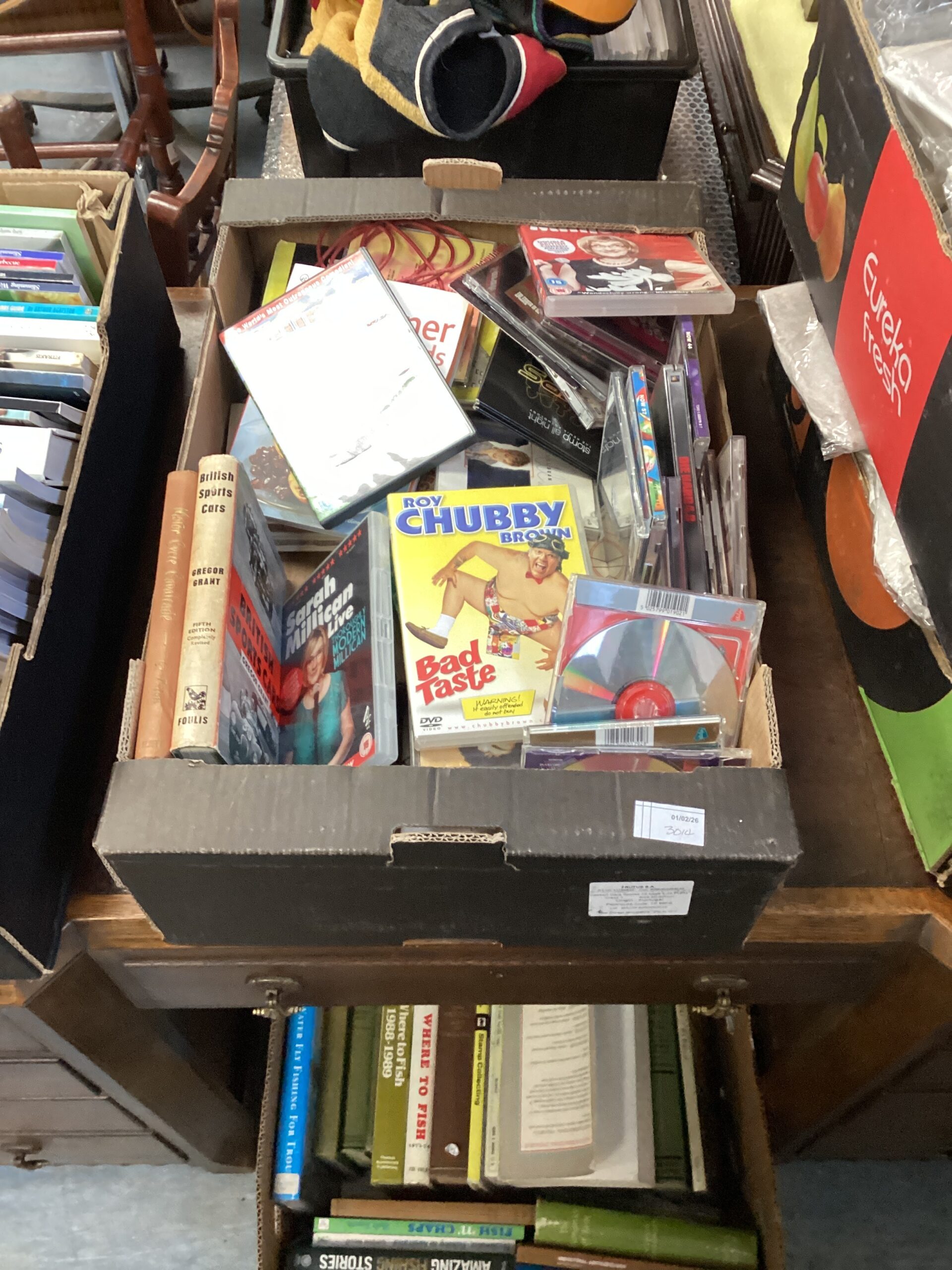 624 Mostly CDs and DVDs, including Roy “Chubby” Brown Sarah Milligan and now 57