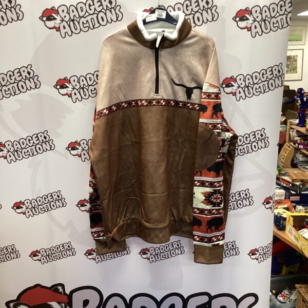 Front view of vintage Cherokee pattern sweatshirt.