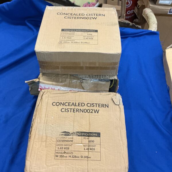 Three concealed cistern kits for bathroom plumbing.