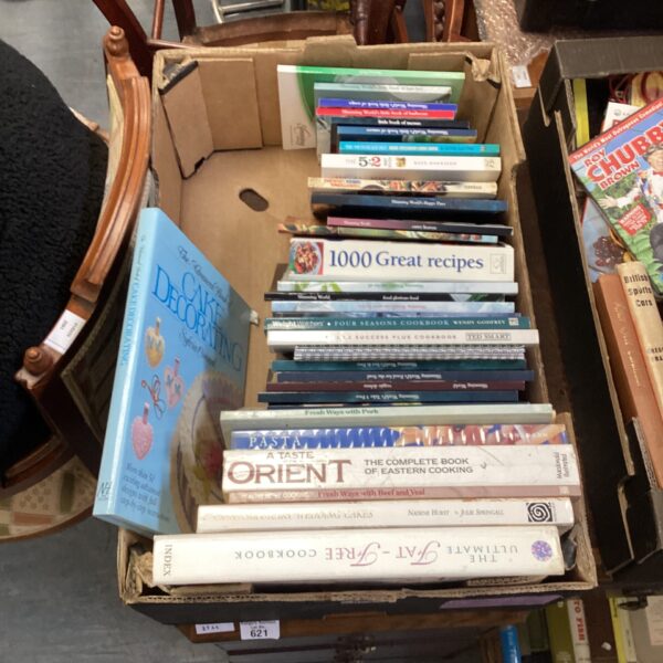 Vintage cookery books lot with colourful covers.