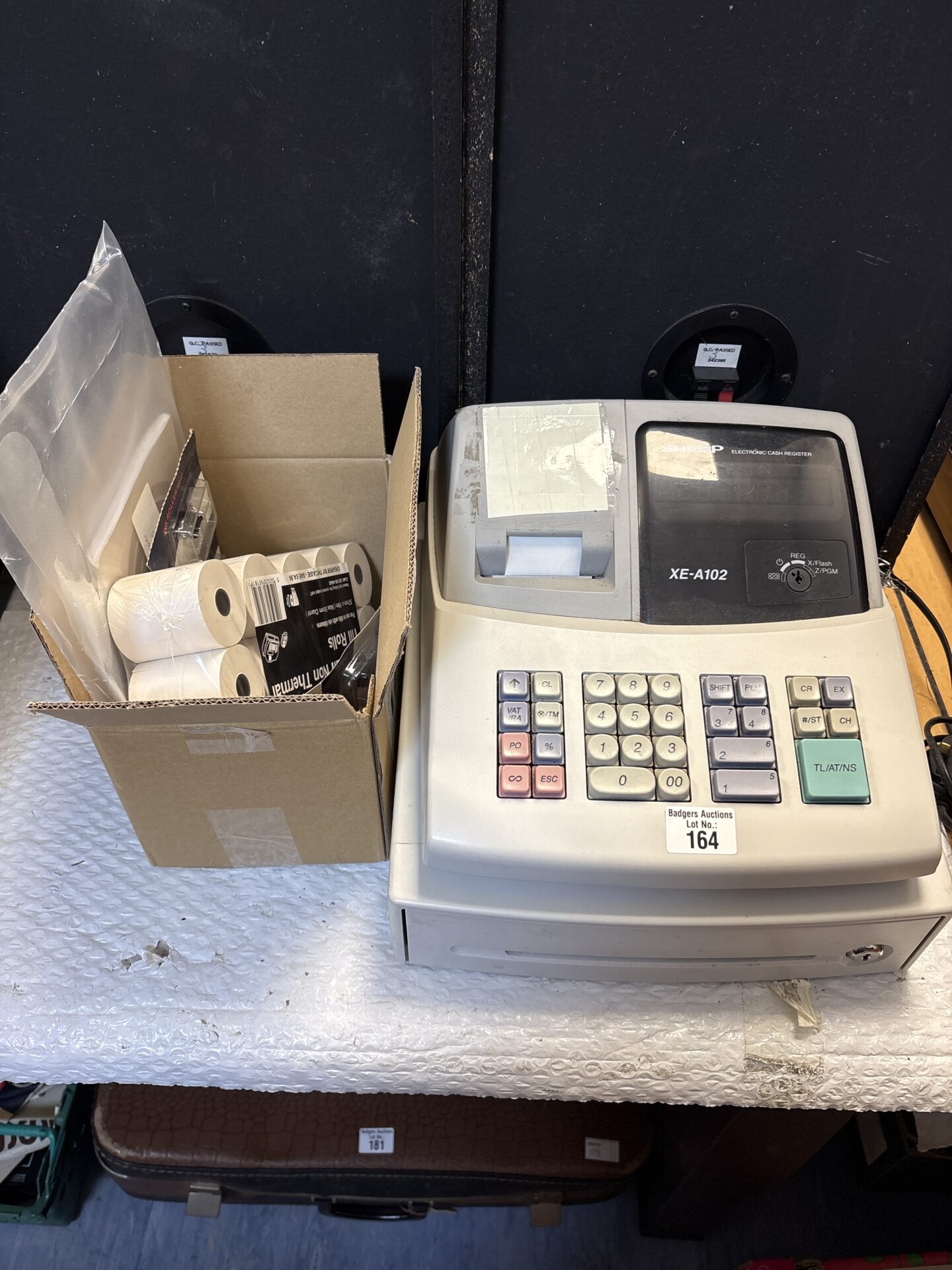 164 Shop electronic cash register XE – A102 with box of non-thermal rolls and ink roller