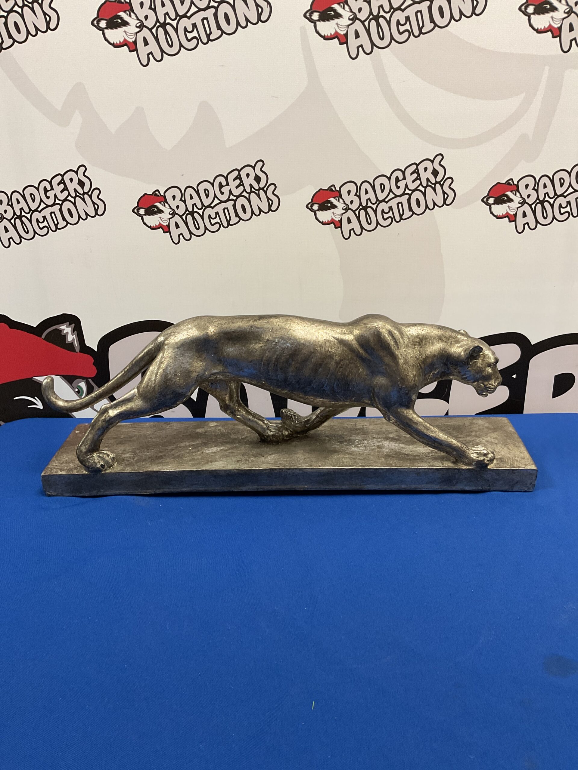 010 Fibreglass prowling jaguar sculpture 56cm long
