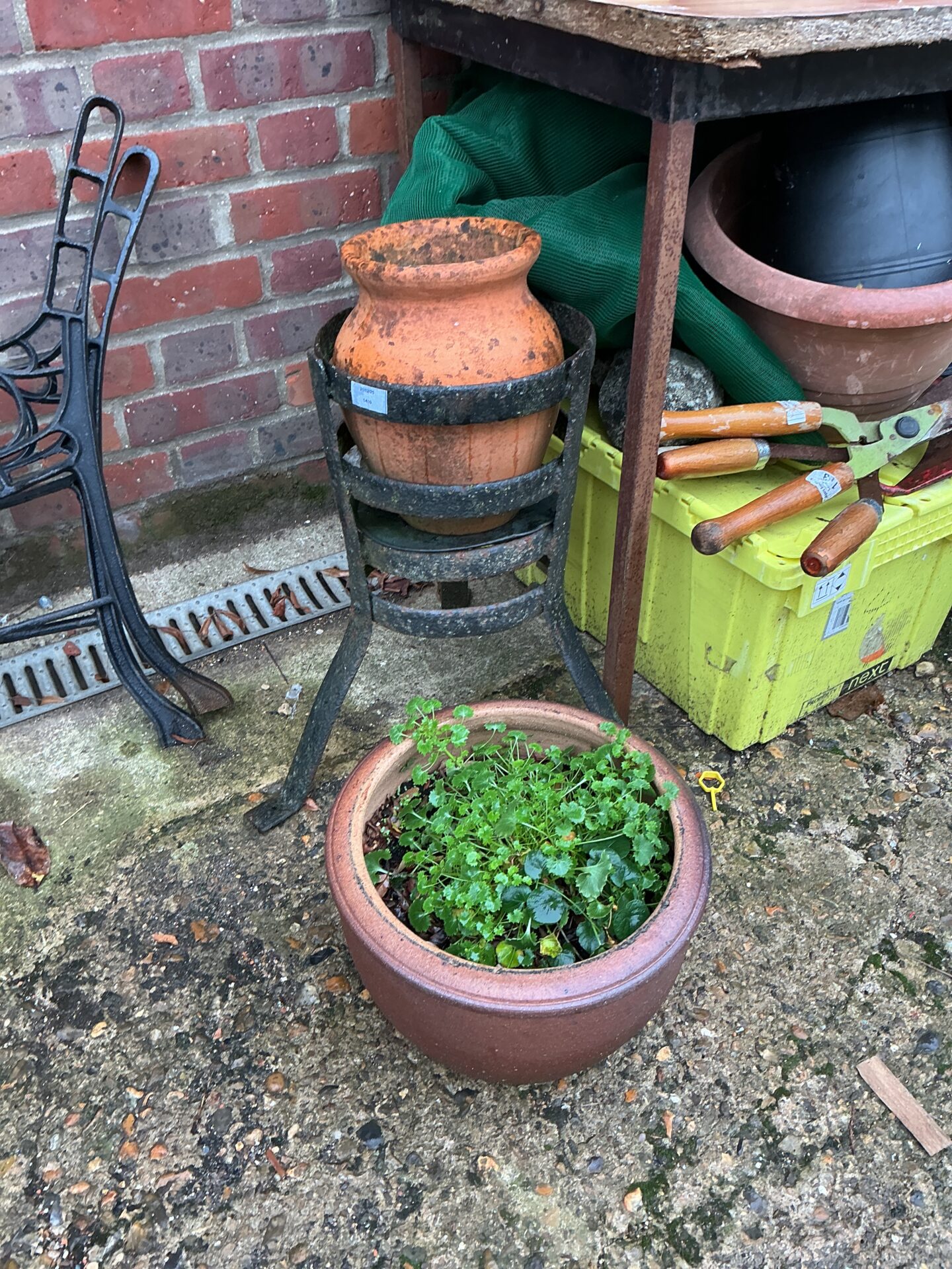 1099 Garden pot with metal frame