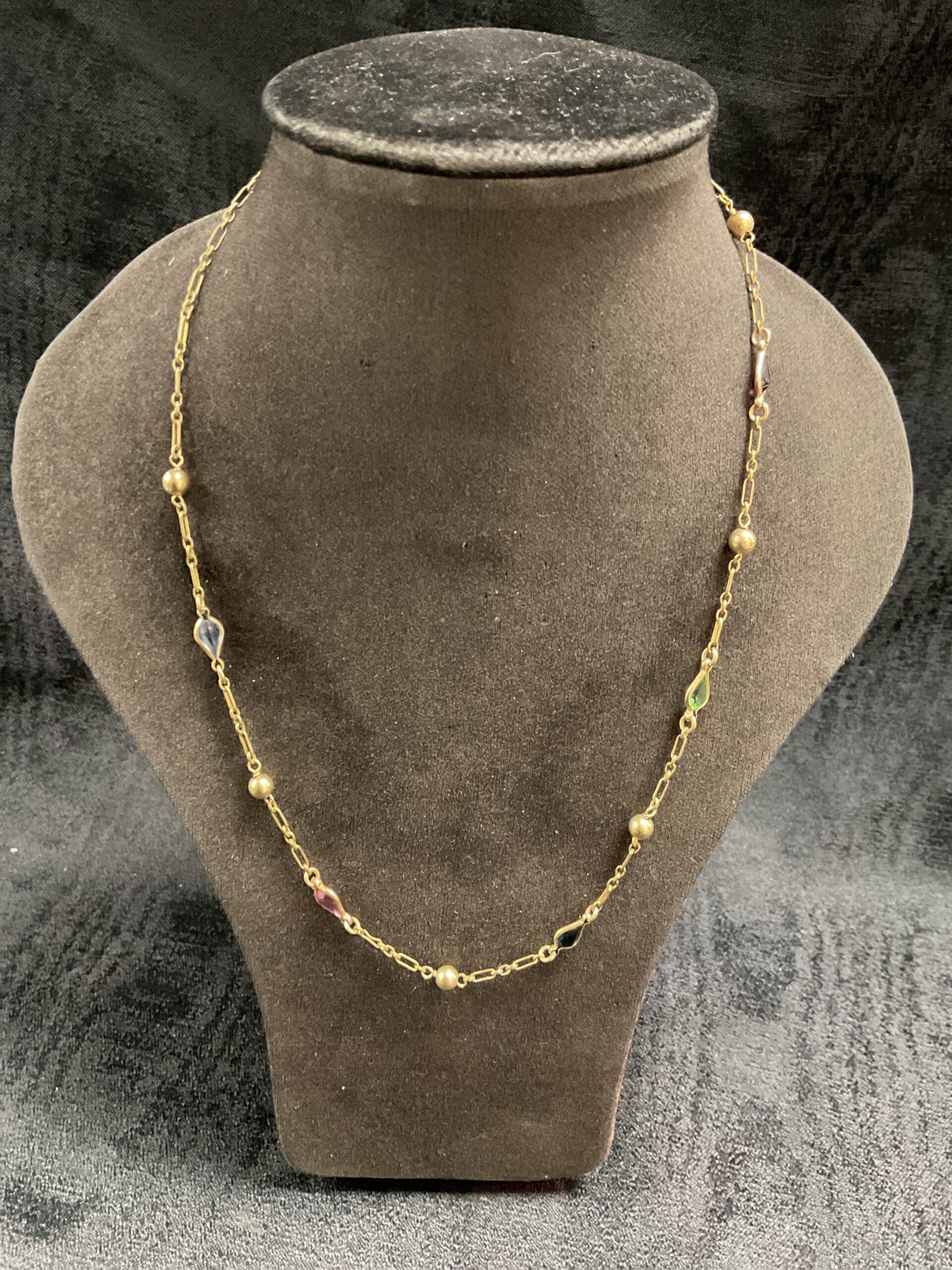 906 1/20 th 14ct gold filled necklace set with coloured stones