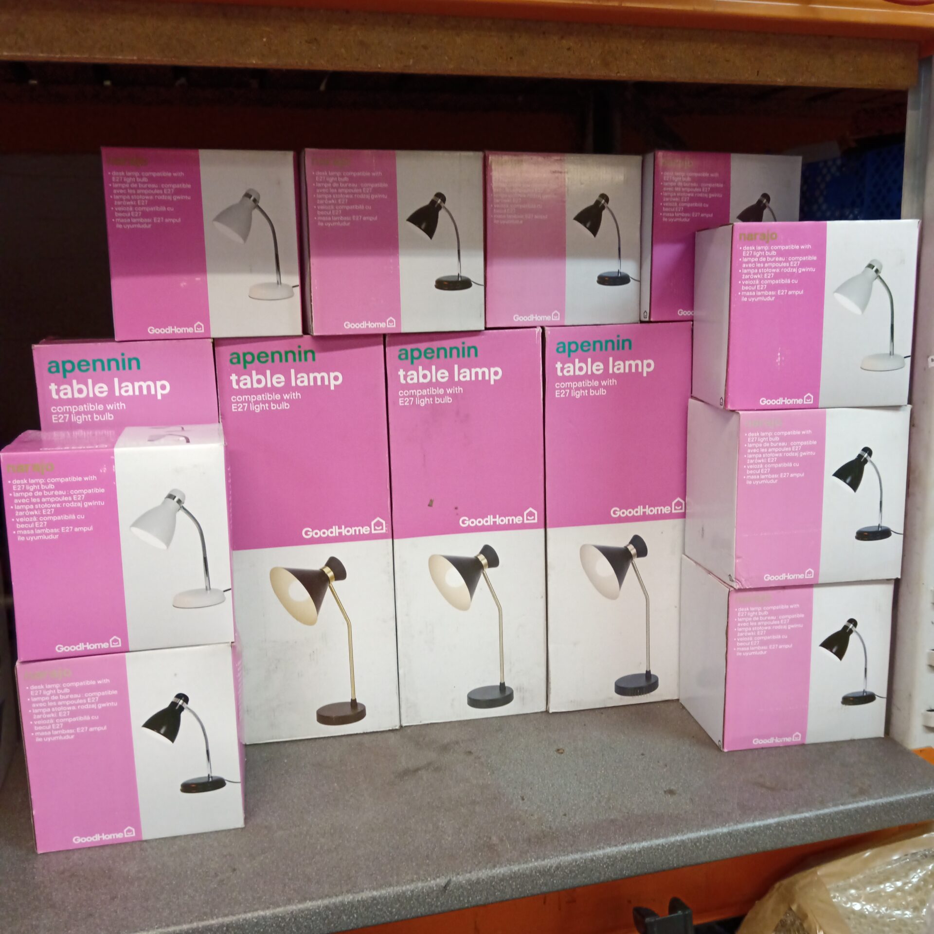 1158 Lot of 14 goodhome apennin & narajo table lamps