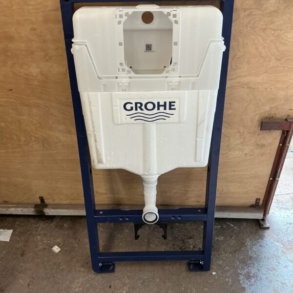 Grohe concealed cistern unit for wall-hung toilet installation.