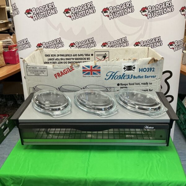 Stainless steel Hostess HO392 buffet server for food warming.