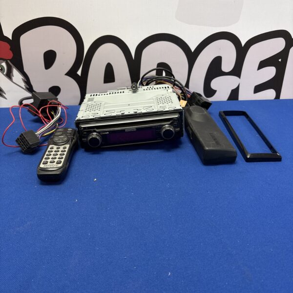 Kenwood DC-BT8041U car radio with remote and cables for sale.