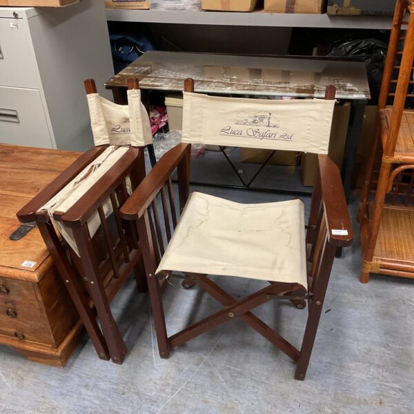 Vintage Luca Safari Ltd director chairs with canvas seats.