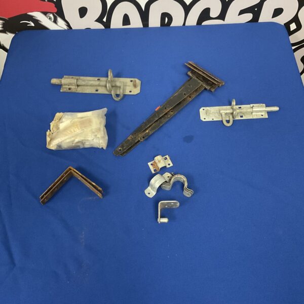 Mixed lot of vintage hardware including latches and hinges.