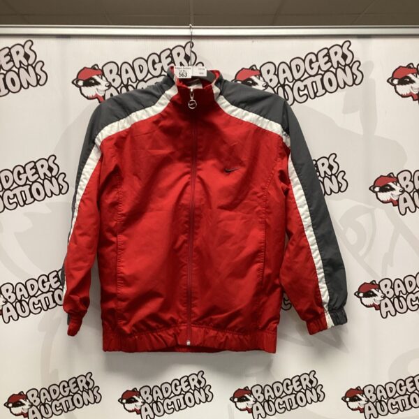 Red Nike jacket size medium, athletic sportswear.