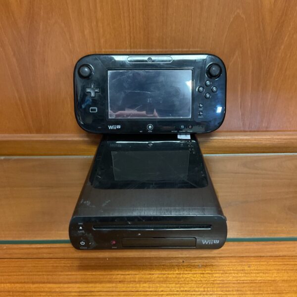 Front view of a Nintendo Wii U gaming console.