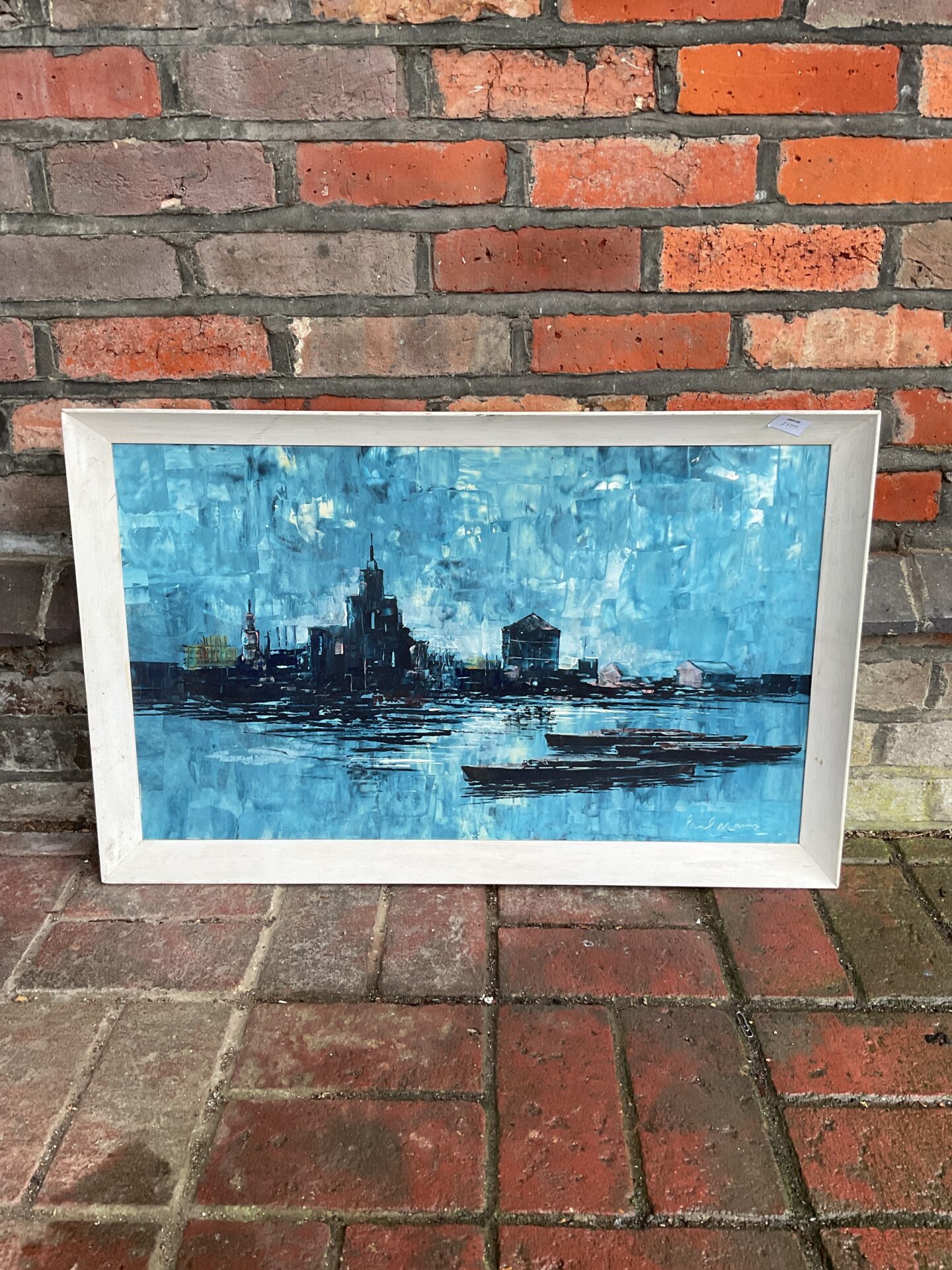 677 Paul Mann 1907-1994 signed original artwork of a industrial riverside landscape