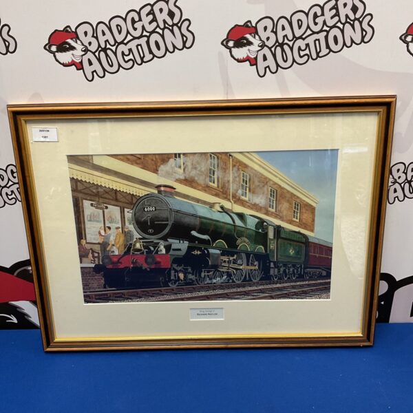 Framed Richard Naylor print of King George V steam train.