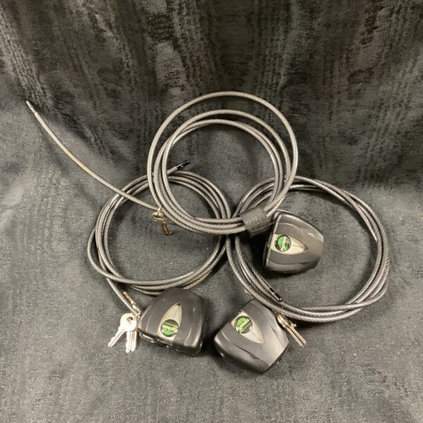 Three black Python rifle rack padlocks with cable construction.