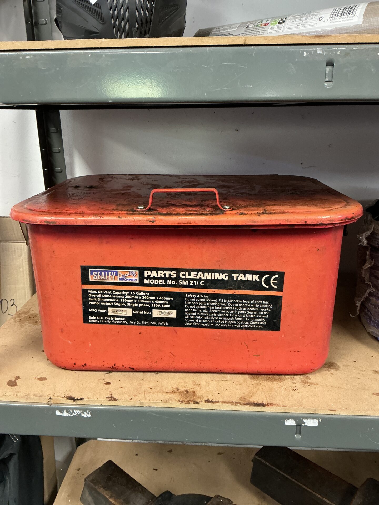 1013 Sealey parts cleaning tank