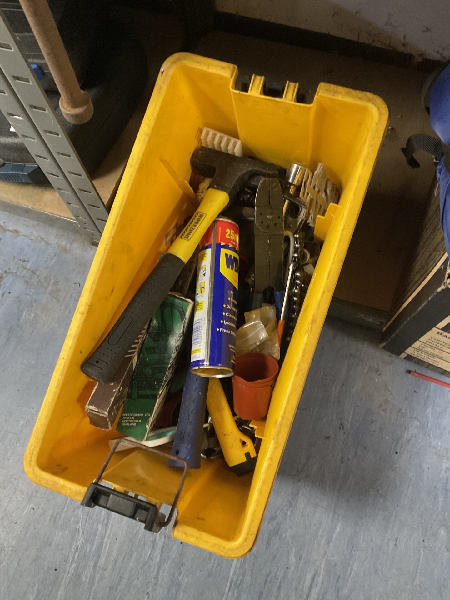 972 Bucket of mixed shed clearance items