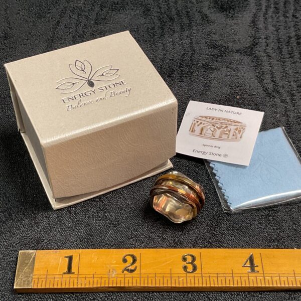 Silver energy spinner ring with spinning bands.