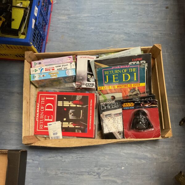 Mixed Star Wars lot with storybook, stress head and mugs.