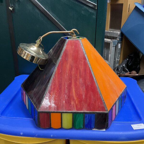 Multi-coloured stained glass Tiffany style ceiling light shade.