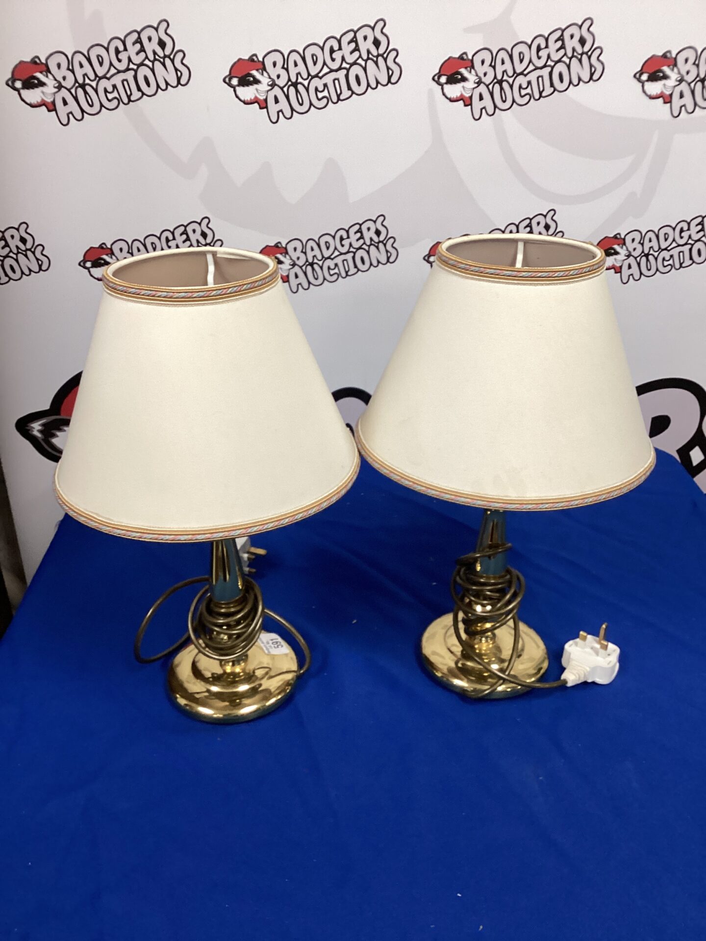 591 Pair of brass table lamps